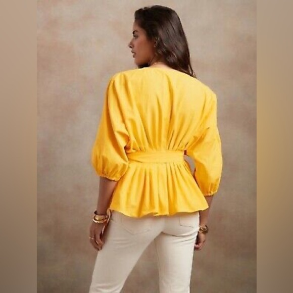 NWT! BANANA REPUBLIC VOLTAGE BLUE BALLOON SLEEVE WRAP TOP - SIZE SMALL🗺️ - Picture 5 of 6